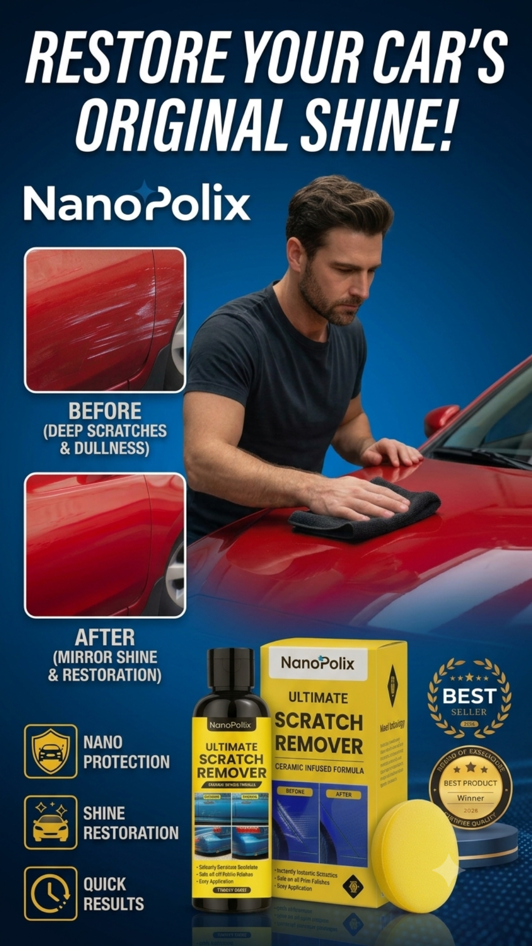 NanoPolix Ultimate Scratch Remover – before and after car paint repair